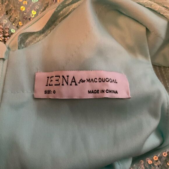 Mac Duggal 26942  Womens SEQUINED HIGH NECK FLUTTER SLEEVE GOWN Dress Blue - Picture 16 of 16